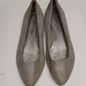 Christian Siriano Women's Shimmering Silver Flats